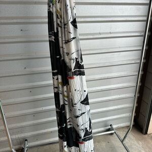 Abstract Black and White Maxi Dress